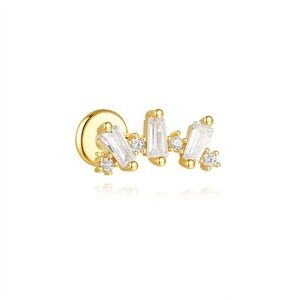 Elegant Gold and zircon cartridge Stud Earring